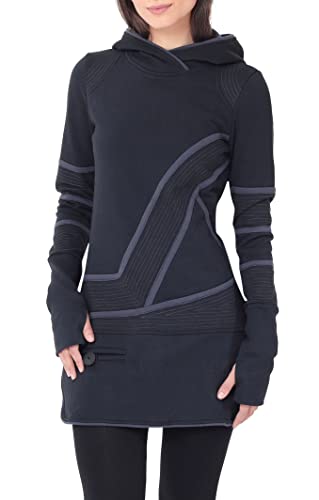 PUREWONDER Damen Pullover Kleid Kapuzenpullover Hoodie dr21 Schwarz L von PUREWONDER