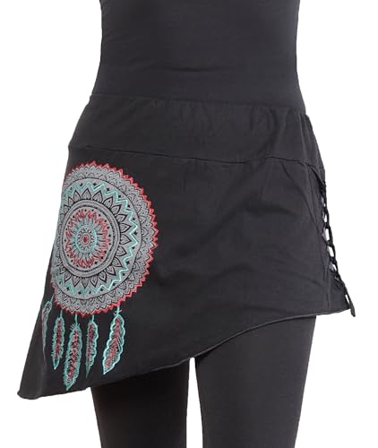 PUREWONDER Damen Rock Sommerrock mit Traumfänger sk279 Schwarz von PUREWONDER