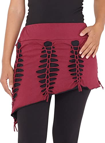 PUREWONDER Damen Rock Zipfelrock Sommerrock mit Cut-Out sk273 Rot Einheitsgröße von PUREWONDER