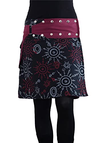 PUREWONDER Damen Wickelrock Baumwolle Rock mit Tasche sk174 Schwarz Einheitsgröße Verstellbar von PUREWONDER