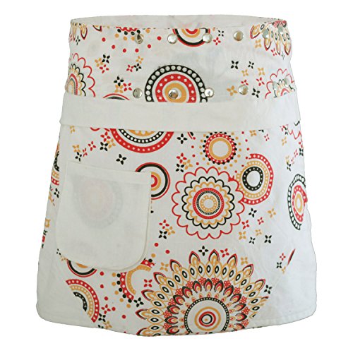 PUREWONDER Damen Wickelrock Baumwolle Rock mit Tasche sk178 Weiß Einheitsgröße Verstellbar von PUREWONDER