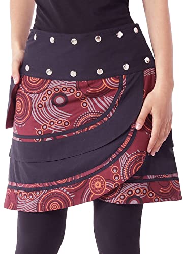 PUREWONDER Damen Wickelrock Baumwolle Rock mit Tasche sk181 Rot Einheitsgröße Verstellbar von PUREWONDER