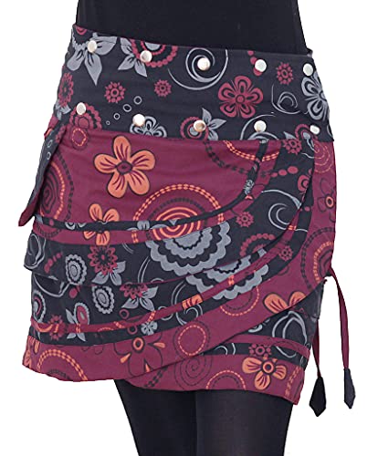PUREWONDER Damen Wickelrock Baumwolle Rock mit Tasche sk182 Schwarz Einheitsgröße Verstellbar von PUREWONDER