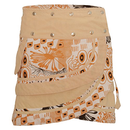 PUREWONDER Damen Wickelrock Baumwolle Rock mit Tasche sk196 Weiß Einheitsgröße Verstellbar von PUREWONDER