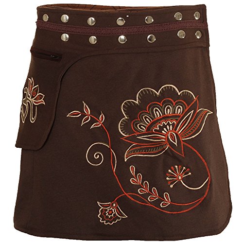 PUREWONDER Damen Wickelrock Druckknöpfe Winterrock sk232 Braun Einheitsgröße Verstellbar von PUREWONDER