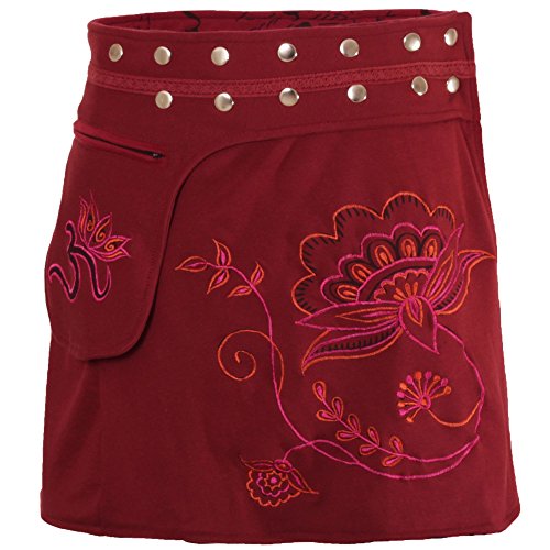 PUREWONDER Damen Wickelrock Druckknöpfe Winterrock sk232 Rot Einheitsgröße Verstellbar von PUREWONDER