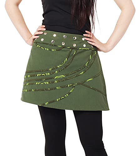 PUREWONDER Damen Wickelrock Kurzer Minirock mit Tasche sk259 Grün von PUREWONDER