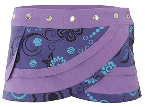 PUREWONDER Damen Wickelrock Kurzer Minirock mit Tasche sk29 Lila von PUREWONDER