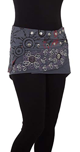 PUREWONDER Damen Wickelrock Kurzer Minirock und Cacheur sk21 Grau von PUREWONDER