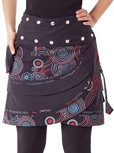 PUREWONDER Damen Wickelrock Minirock mit Tasche Rock sk181 Schwarz 2 von PUREWONDER