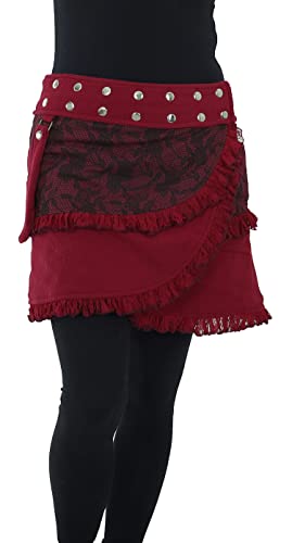 PUREWONDER Damen Wickelrock aus Fleece Winterrock Rock sk240 Rot Einheitsgröße Verstellbar von PUREWONDER