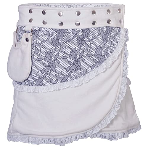 PUREWONDER Damen Wickelrock aus Fleece Winterrock Rock sk240 Weiß Einheitsgröße Verstellbar von PUREWONDER