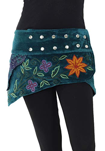 PUREWONDER Damen Zipfel Wickelrock Samt Nierenwärmer sk23 Blau 1 von PUREWONDER