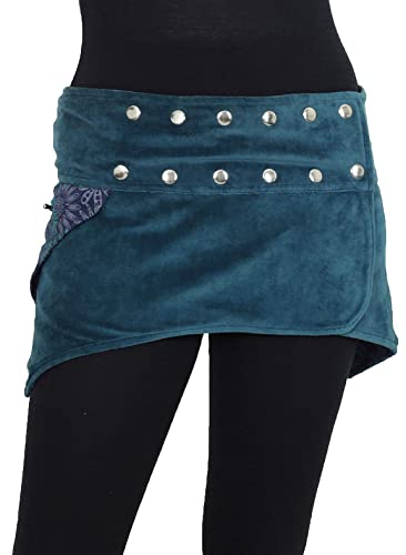 PUREWONDER Damen Zipfel Wickelrock Samt Nierenwärmer sk23 Blau 2 von PUREWONDER