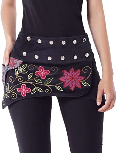 PUREWONDER Damen Zipfel Wickelrock Samt Nierenwärmer sk23 Schwarz 1 von PUREWONDER