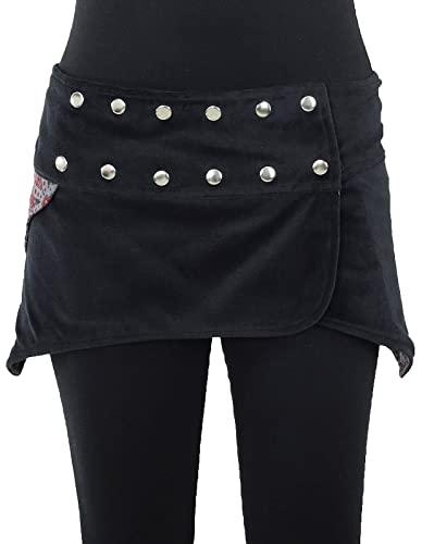 PUREWONDER Damen Zipfel Wickelrock Samt Nierenwärmer sk23 Schwarz 2 von PUREWONDER