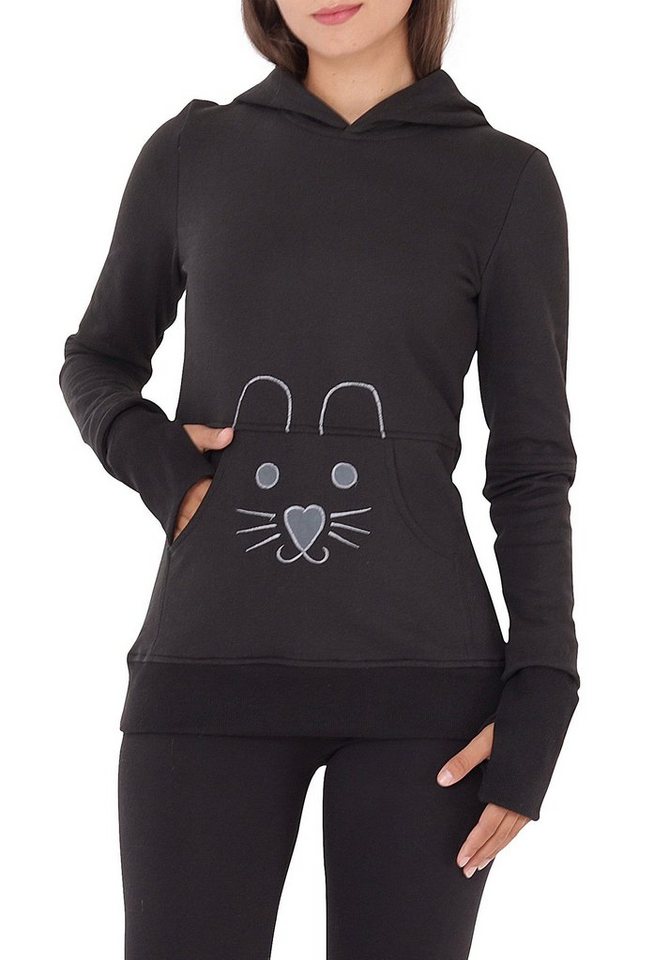 PUREWONDER Kapuzenpullover Hoodie mit Katze dr34 fürs ganze Jahr von PUREWONDER