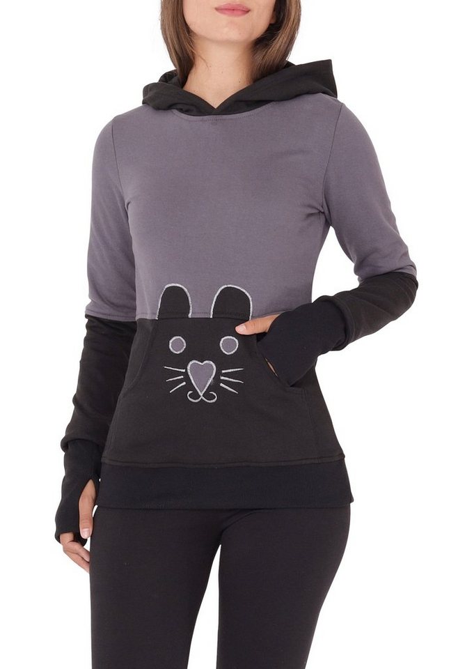 PUREWONDER Kapuzenpullover Hoodie mit Katze dr34 fürs ganze Jahr von PUREWONDER