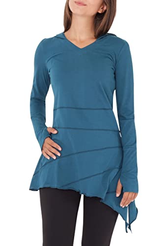 PUREWONDER Kleid Longshirt Tunika Elfenkleid Zipfelkapuze dr60 Blau XL von PUREWONDER
