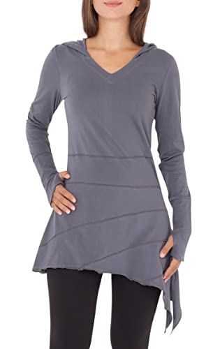 PUREWONDER Kleid Longshirt Tunika Elfenkleid Zipfelkapuze dr60 Grau M von PUREWONDER