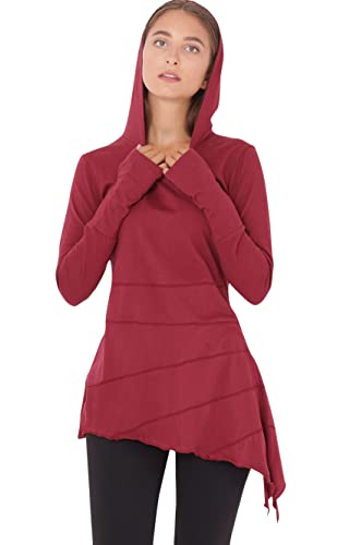 PUREWONDER Kleid Longshirt Tunika Elfenkleid Zipfelkapuze dr60 Rot XL von PUREWONDER