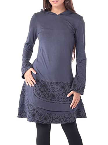 PUREWONDER Kleid aus Baumwolle mit Zipfelkapuze Elfenkleid dr186 Grau XL von PUREWONDER