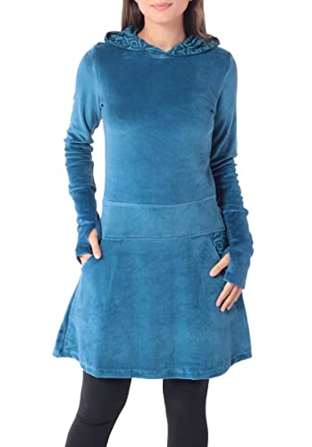 PUREWONDER Kleid aus Samt mit Zipfelkapuze Elfenkleid dr137 Blau M von PUREWONDER