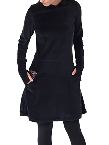 PUREWONDER Kleid aus Samt mit Zipfelkapuze Elfenkleid dr137 Schwarz M von PUREWONDER
