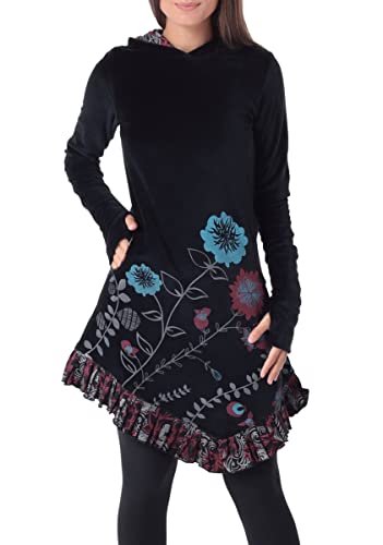 PUREWONDER Kleid aus Samt mit Zipfelkapuze Elfenkleid dr15 Schwarz XXL von PUREWONDER