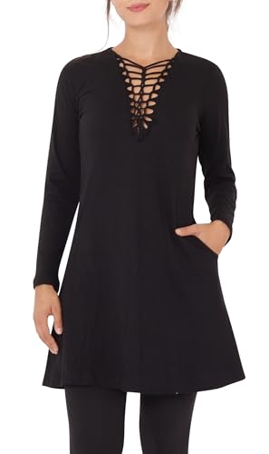 PUREWONDER Shirt Kleid Langarm A-Linie dr9 Schwarz XL von PUREWONDER