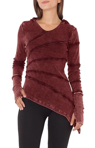 PUREWONDER Shirt Langarm Kapuze Hoodie Kleid Longsleeve dr4 Rot M von PUREWONDER