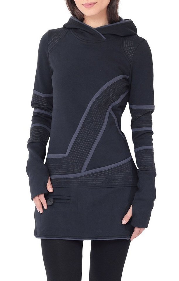 PUREWONDER Sweatkleid Kapuzenpullover-Kleid dr21 zweifarbiges Hoodie-Kleid von PUREWONDER
