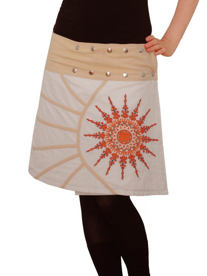 PUREWONDER Wickelrock Damen Rock mit Mandala-Blume bestickt sk193 Baumwolle Einheitsgröße von PUREWONDER