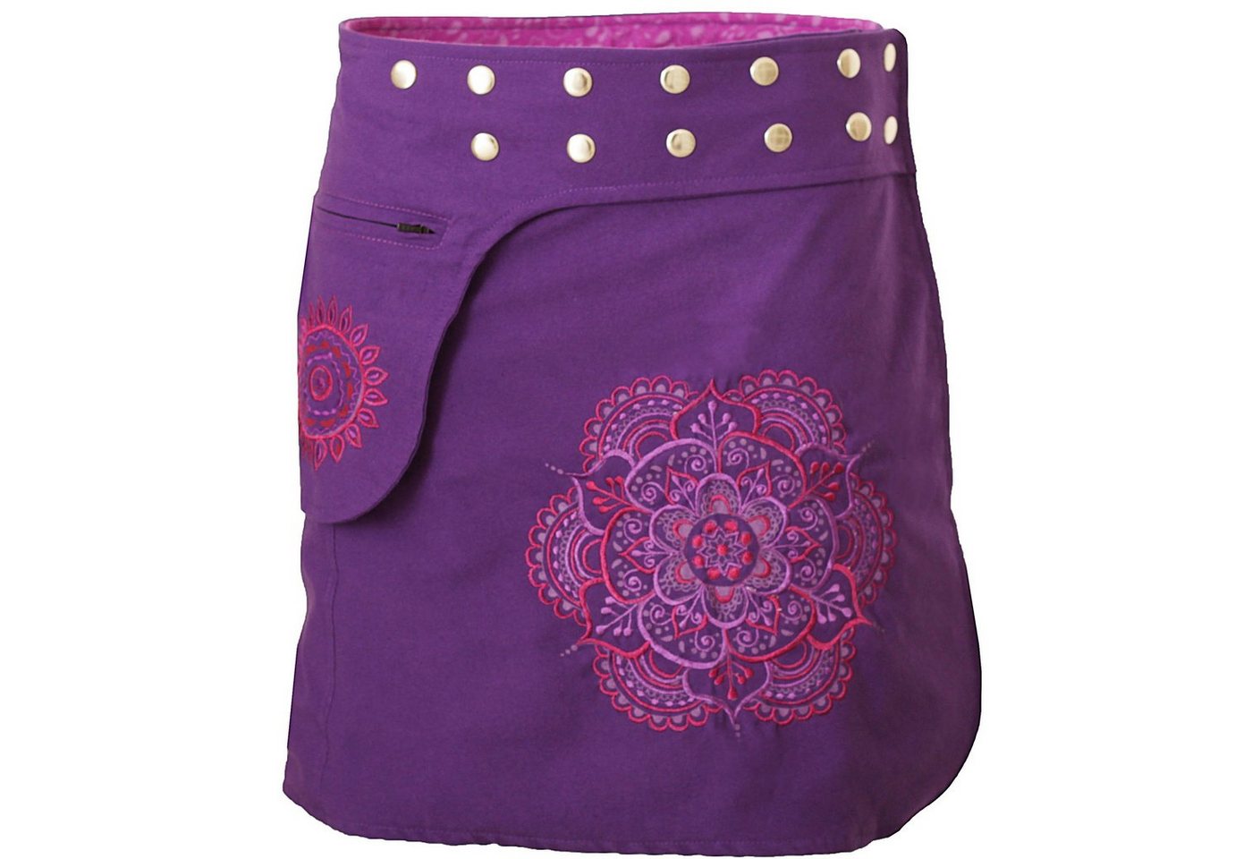 PUREWONDER Wickelrock Damen Rock mit Mandala-Blume sk230 Baumwolle Einheitsgröße von PUREWONDER