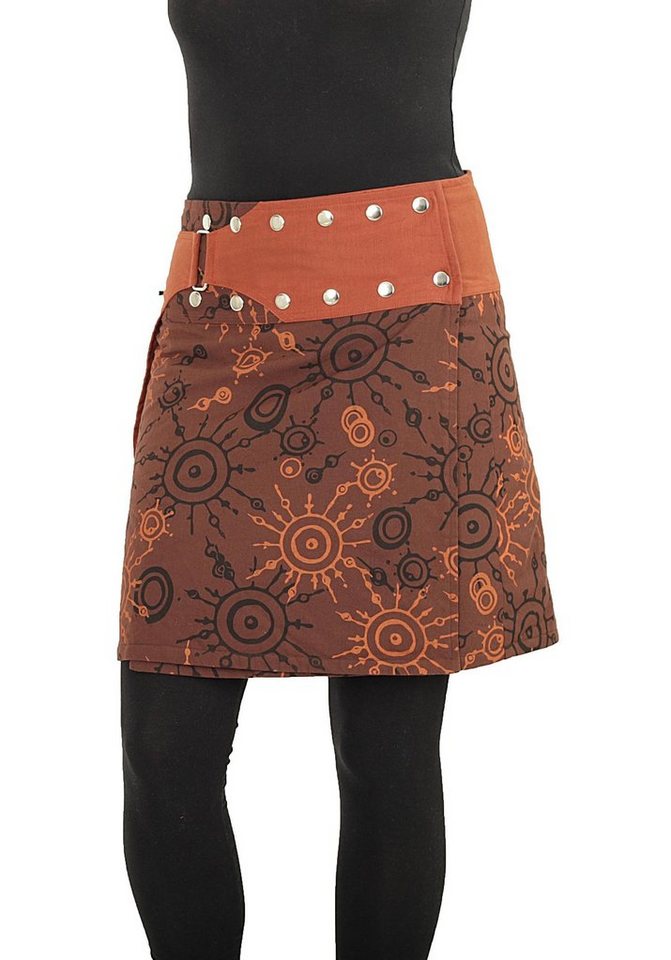 PUREWONDER Wickelrock Damen Rock mit auffälligem Muster und Tasche sk174 Baumwolle Einheitsgröße von PUREWONDER