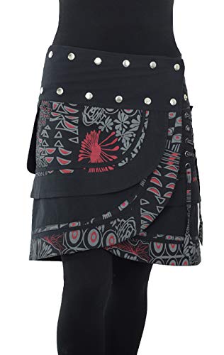 PUREWONDER Wickelrock Minirock aus Baumwolle Rock sk196 Schwarz 2 von PUREWONDER