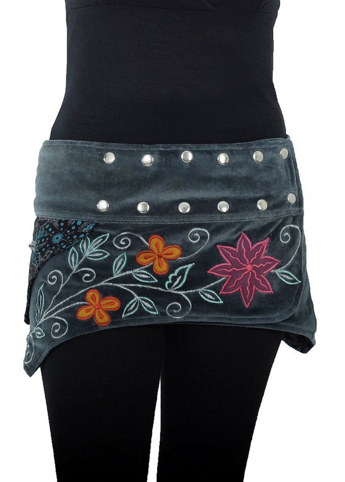 PUREWONDER Wickelrock Kurzer Wickelrock Cacheur aus Samt mit Zipfeln Grau 1 Einheitsgröße von PUREWONDER