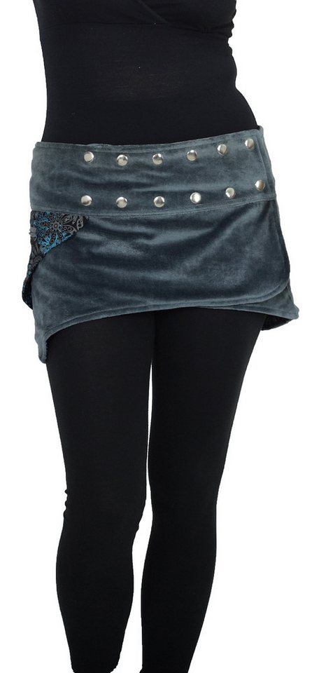 PUREWONDER Wickelrock Kurzer Wickelrock Cacheur aus Samt mit Zipfeln Grau 2 Einheitsgröße von PUREWONDER