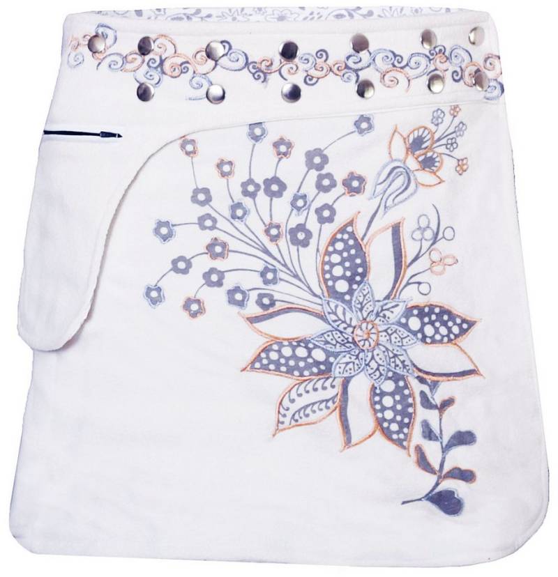 PUREWONDER Wickelrock Wickelrock aus besticktem Fleece Winterrock Nr. 239 Weiß aus Fleece von PUREWONDER