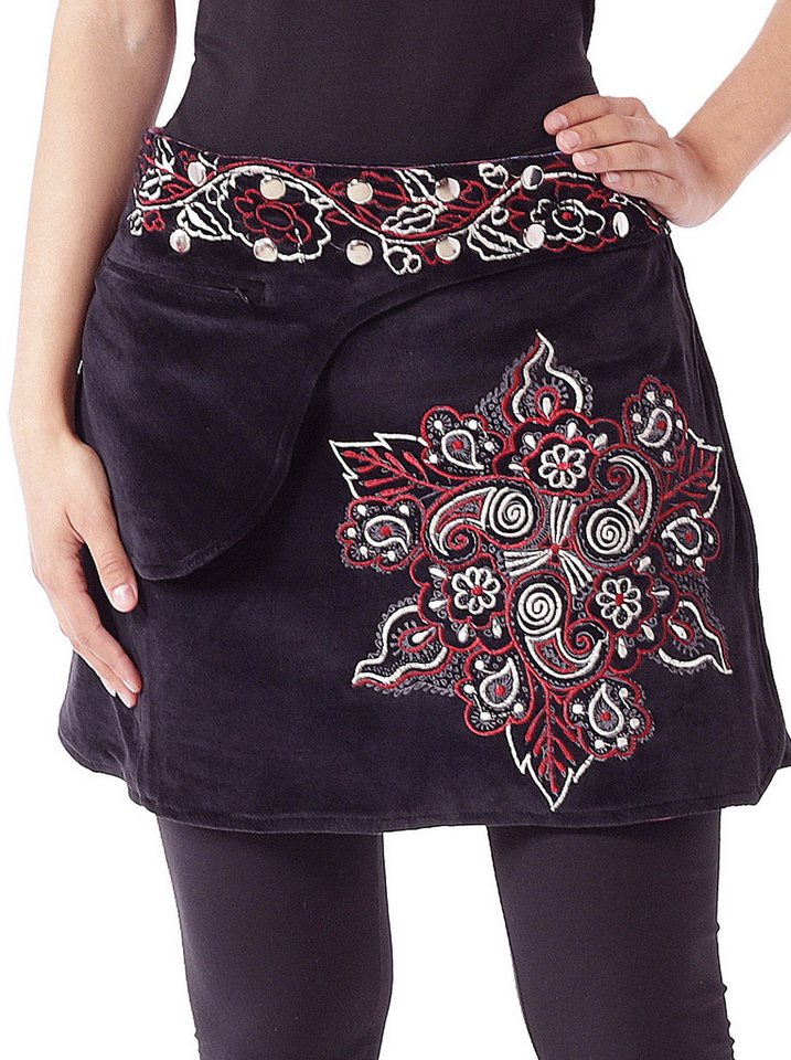 PUREWONDER Wickelrock Wickelrock für den Winter Samt Rock Winterrock Nr. 226 Schwarz aus Samt von PUREWONDER