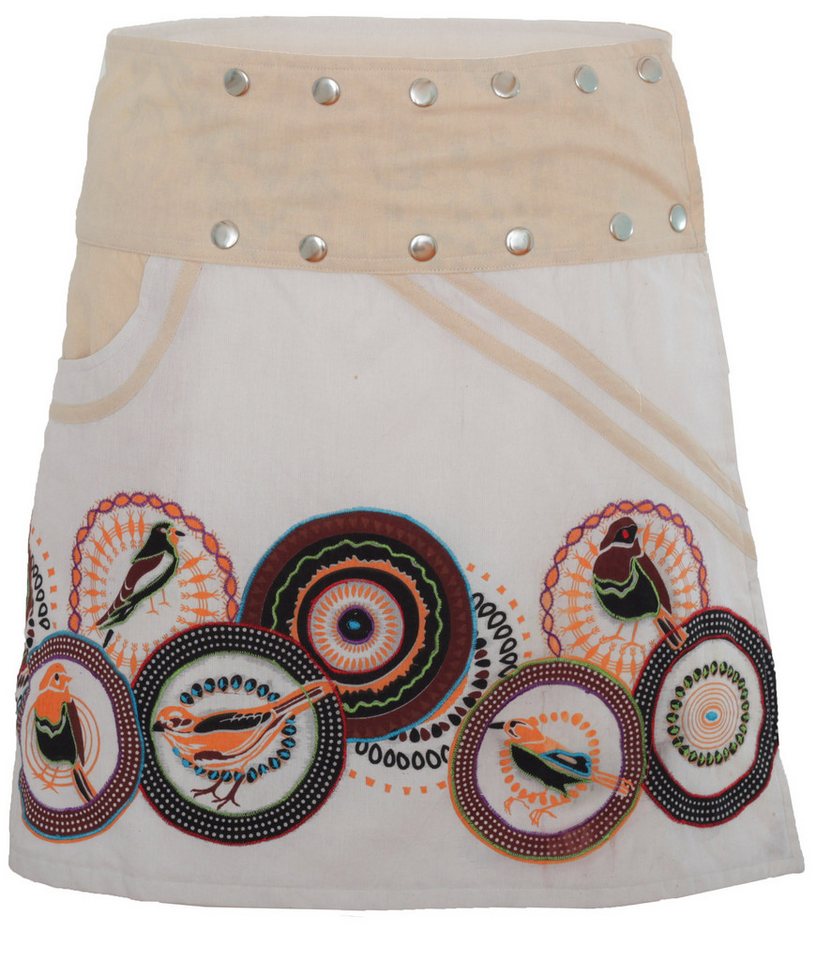 PUREWONDER Wickelrock Wickelrock mit Vögeln - Perfekter Frühlingsrock Nr. 110 Weiß Baumwolle Einheitsgröße von PUREWONDER