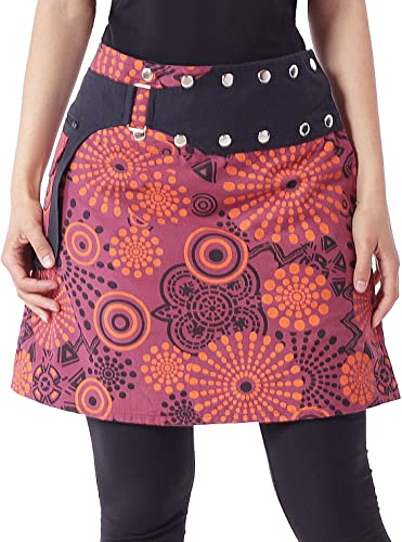 PUREWONDER Damen Wickelrock Baumwolle Rock mit Tasche sk170 Rot Einheitsgröße Verstellbar von PUREWONDER