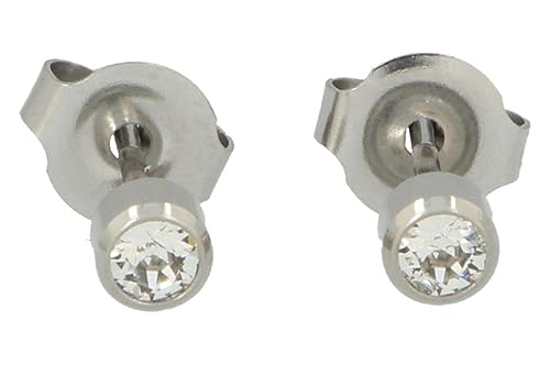 Erstohrstecker Chirurgenstahl Sterile Ohrstecker 4 mm Zarge mit Stein in weiss/tranparent von PUREgrey