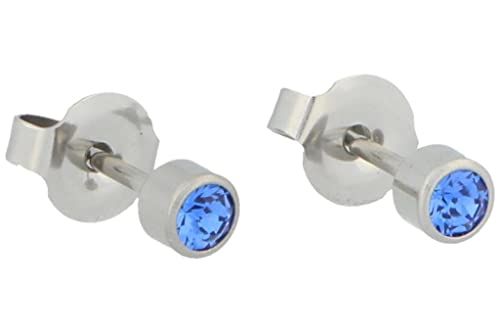 Erstohrstecker Chirurgenstahl Sterile Ohrstecker Zarge mit Stein in dunkelblau von PUREgrey