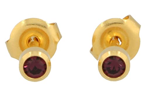 Erstohrstecker hartvergoldet Sterile Ohrstecker Zarge mit Stein in lila von PUREgrey