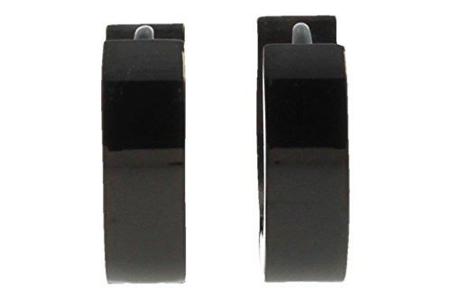 PUREgrey 2 Klapp Creolen CR 16 kla Edelstahl Schwarz Glänzend Unisex Ohrringe 4 mm breit 14 mm Durchmesser von PUREgrey