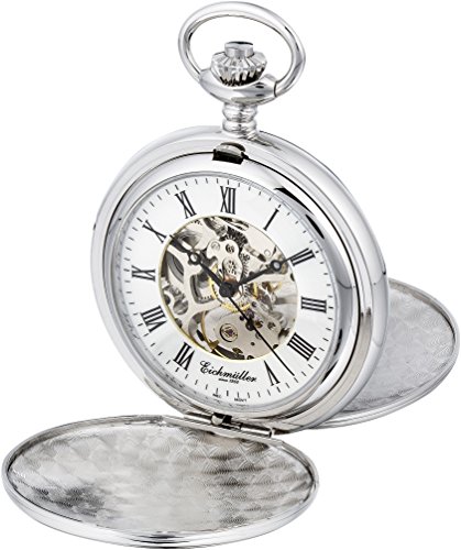 PUREgrey Taschenuhr Doppeldeckel Skelett mechanisch mit Kette und Etui von PUREgrey