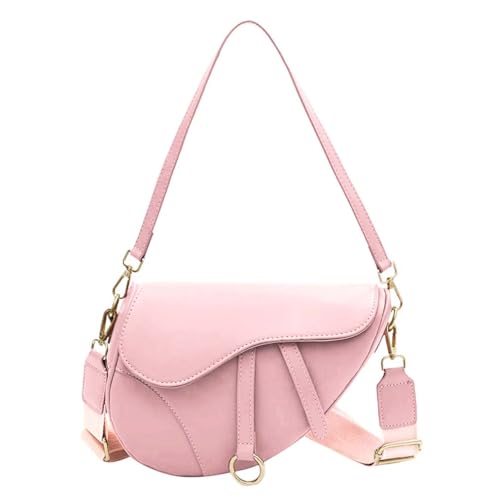 PURFANREE Damen Trendy Kleine Clutch Geldbörse Sattel Schultertasche Unterarm Handtasche Satchel Handtasche Crossbody Tasche, Trendiges Rosa, Einheitsgröße von PURFANREE