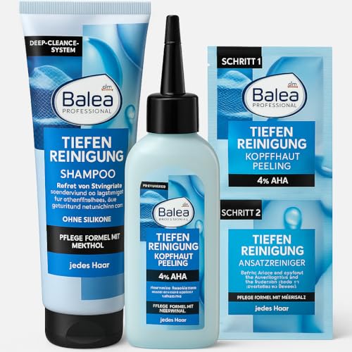 Tiefenreinigung Bundle (3-teilig) - Shampoo Tiefenreinigung (250 ml) + Kopfhautpflege Peeling Tiefenreinigung (150 ml) + Tiefenreinigung, Spitzenpflege & Ansatzreiniger (2x8 ml) + PurLife Sticker von PURLIFE BY DANA & LINDA