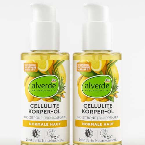 alverde NATURKOSMETIK Celluliteöl Zitrone Rosmarin (2 x 100 ml) + PurLife Sticker von PURLIFE BY DANA & LINDA